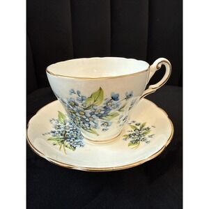Vintage Grosvenor Jackson/Gosling Bone China Cup/Saucer Blue Flowers
